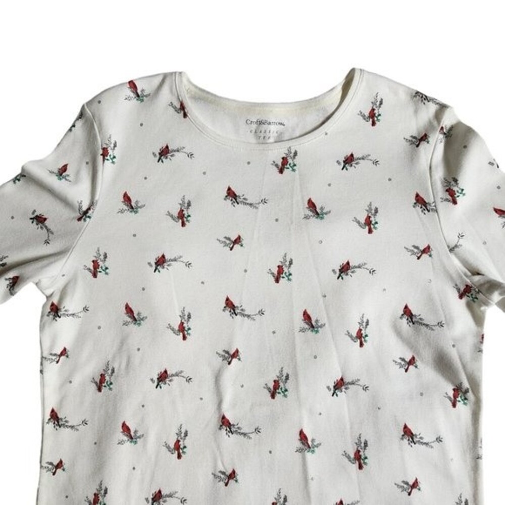 Cardinal Red Patterns croft & barrow | Tops | Croft Barrow White Red Cardinal Bird Long ...